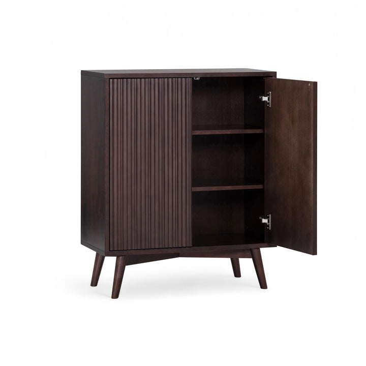 Tremolo 28'' Wide Mixed Woods Accent Cabinet with Fluted Fronts by Teamson Home