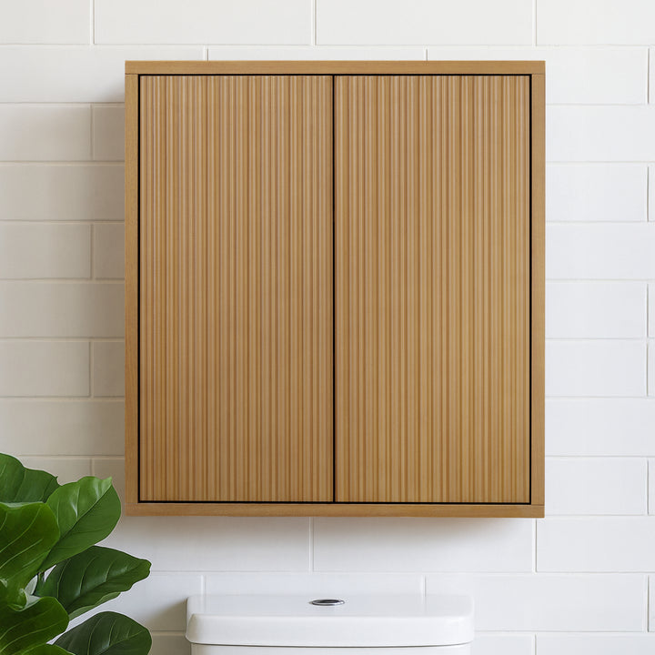 Tremolo 22'' Wide Wooden 2-Door Wall Cabinet with Fluted Fronts by Teamson Home