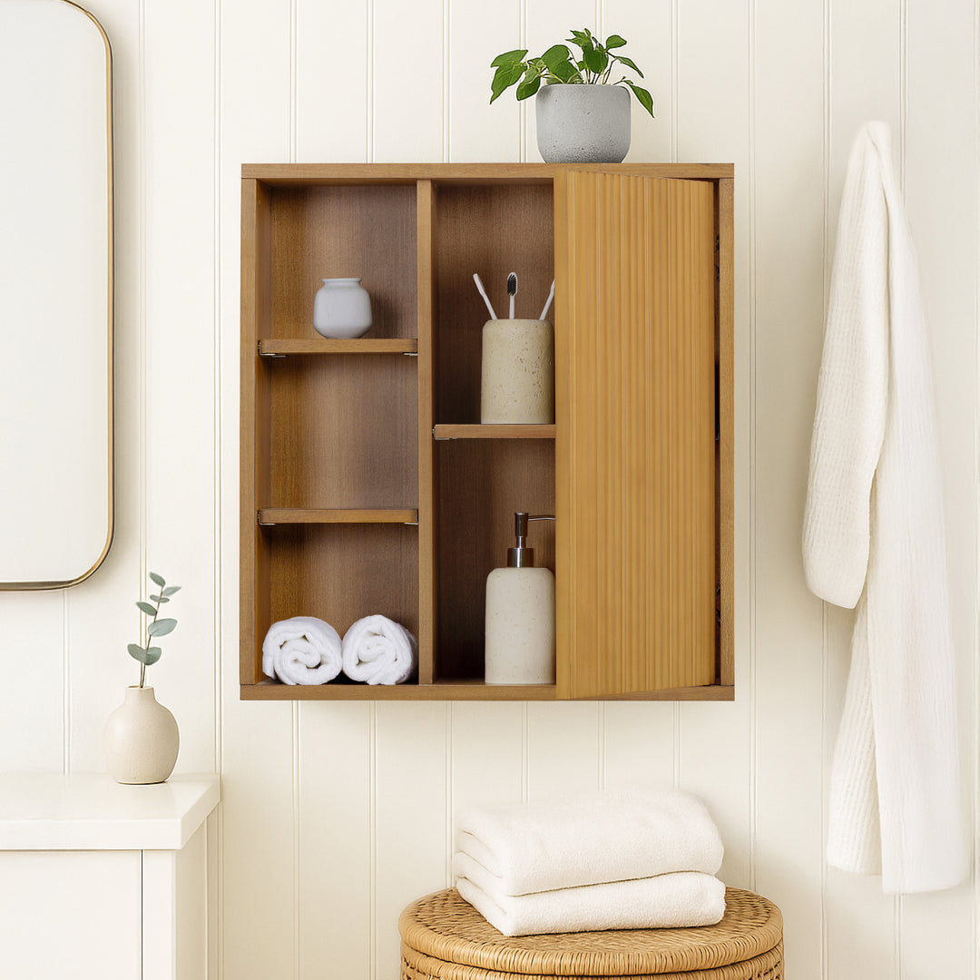 Tremolo 22'' Wide Wooden 1-Door Wall Cabinet with Open Storage by Teamson Home