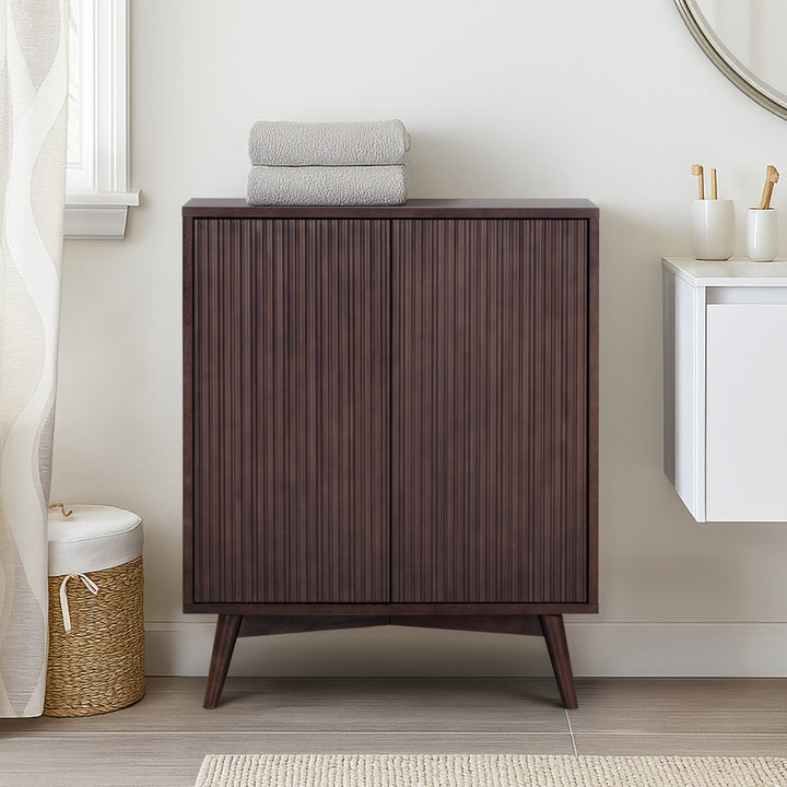 Tremolo 28'' Wide Mixed Woods Accent Cabinet with Fluted Fronts by Teamson Home