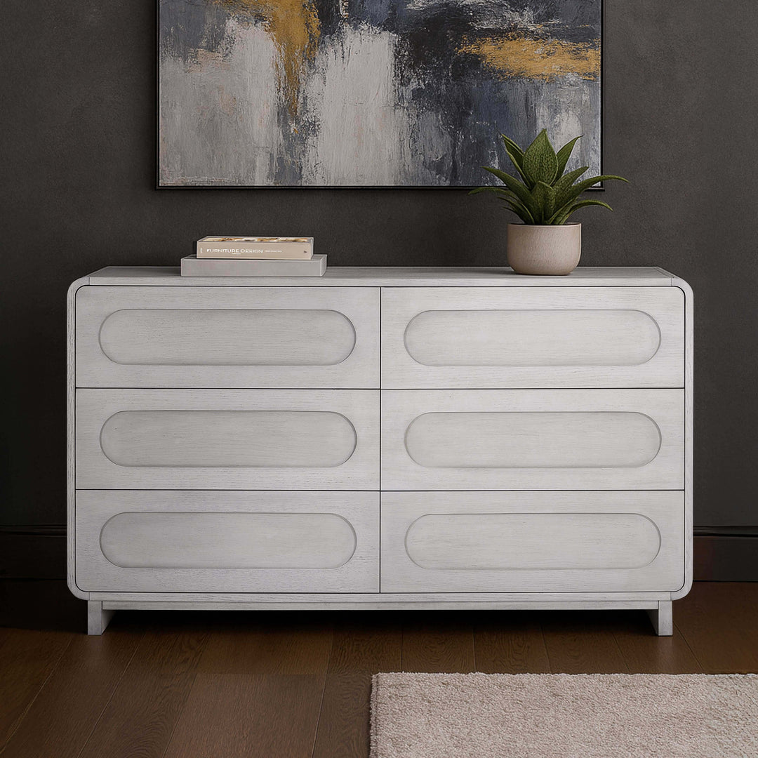 Tenley 55'' W Oak Veneer 6-Drawer Dresser with Push-Open Drawers by Teamson Home