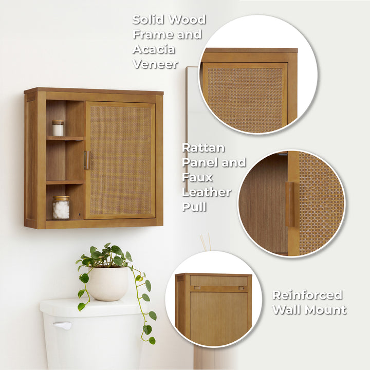Hatteras 22'' Wide Wood Wall Cabinet with Dual Storage by Teamson Home