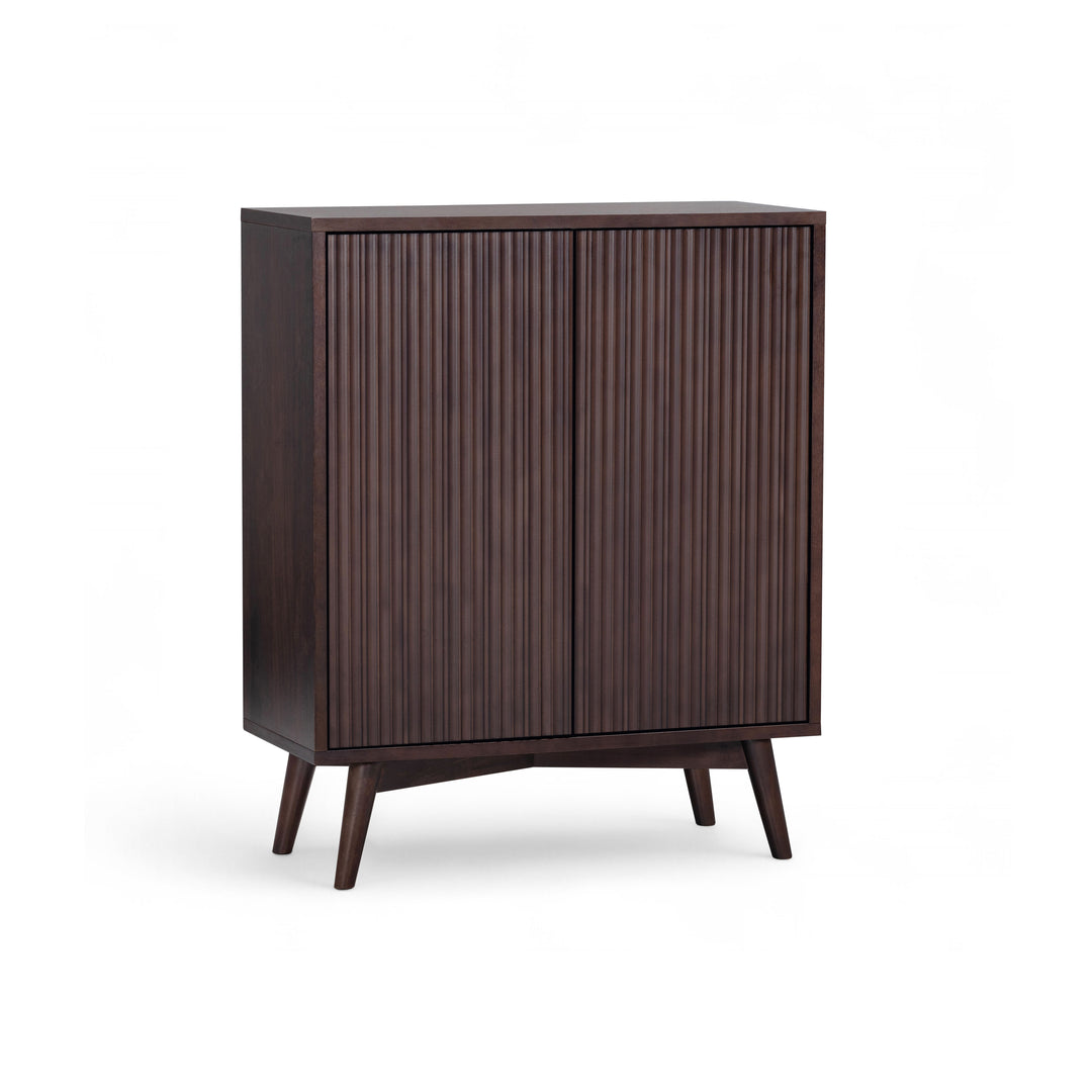 Tremolo 28'' Wide Mixed Woods Accent Cabinet with Fluted Fronts by Teamson Home