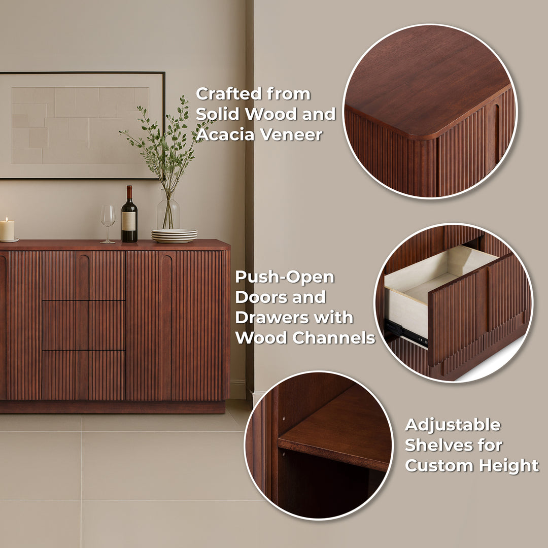 Potomac 55'' W Solid Wood Frame Sideboard with 3 Drawers and 2 Doors