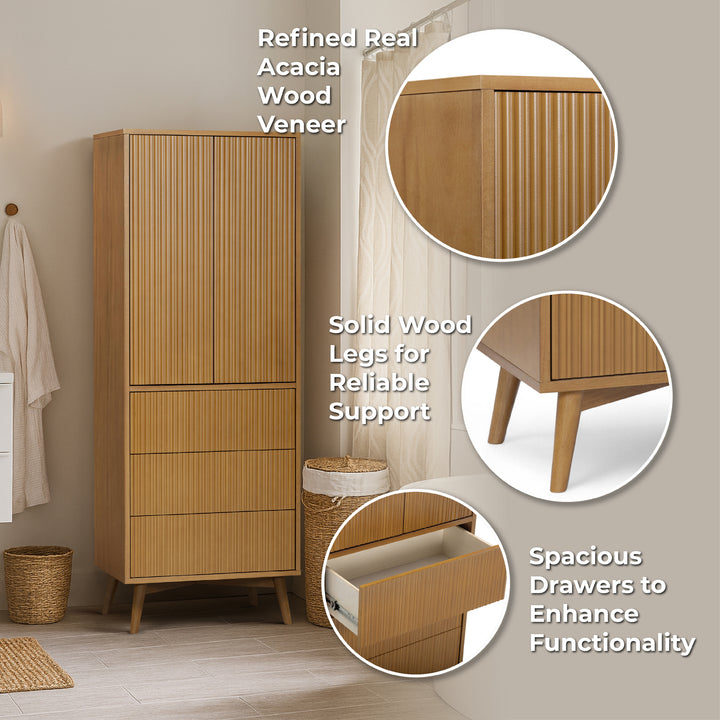 Tremolo 24'' Wide Wooden Linen Cabinet with 2 Doors & 3 Drawers by Teamson Home