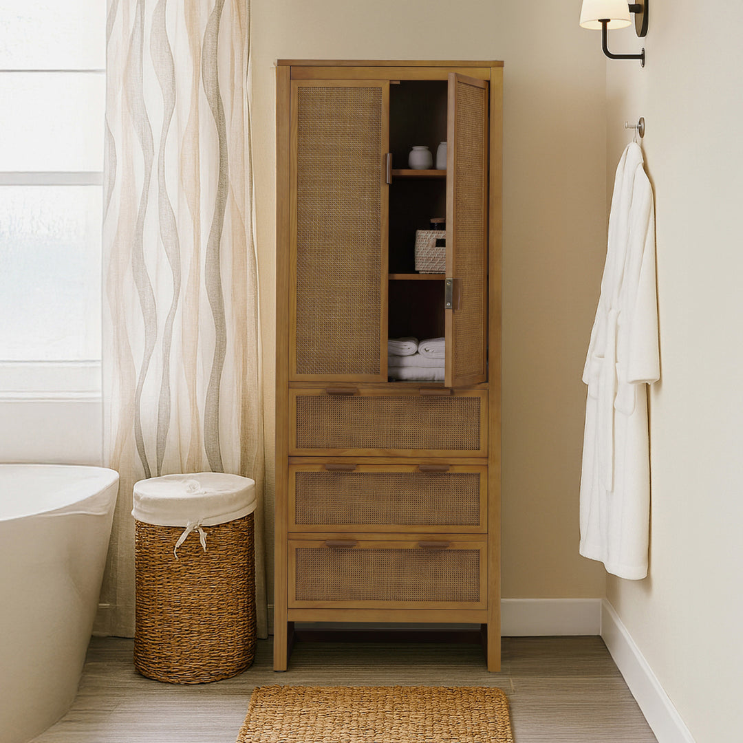 Hatteras 24'' Wide Wood Linen Cabinet with Drawers and Shelved Compartments by Teamson Home