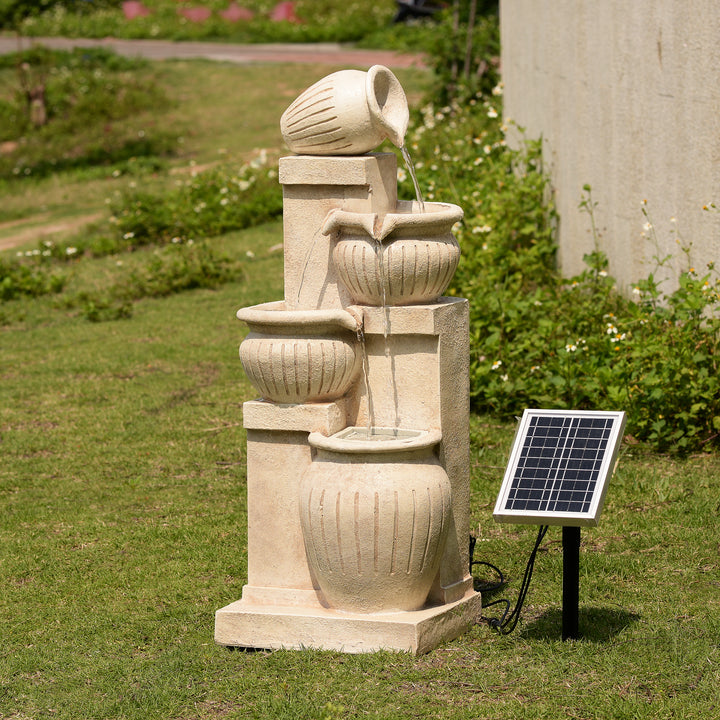 Teamson Home 4-Tier 28.5'' Solar Outdoor Garden Fountain with LED Light & Pump
