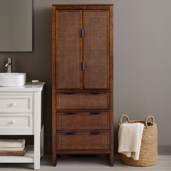 Hatteras 24'' Wide Wood Linen Cabinet with Drawers and Shelved Compartments by Teamson Home