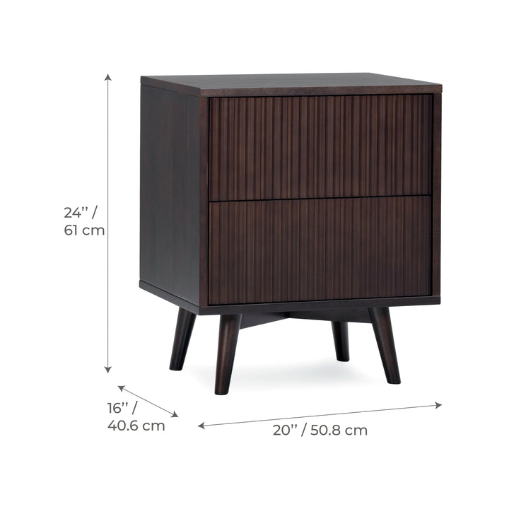 Tremolo 20'' Wide Wooden 2-Drawer Nightstand with Fluted Fronts by Teamson Home