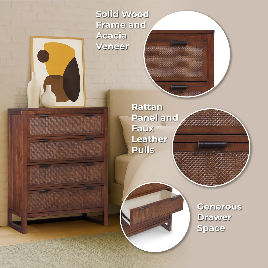 Hatteras 30'' Wide Wood Dresser with 4 Drawers by Teamson Home
