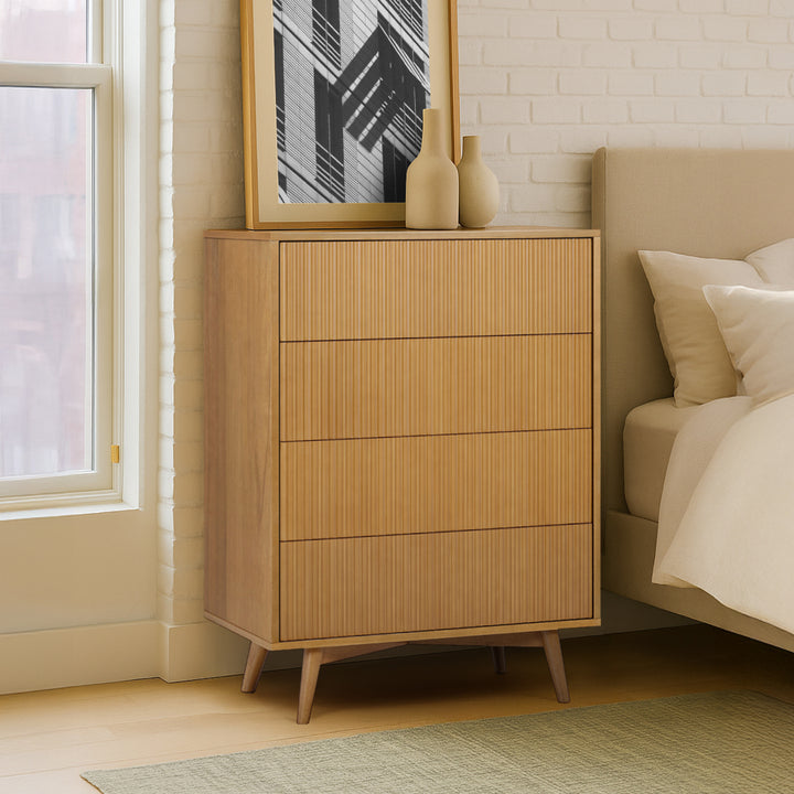 Tremolo 30'' Wide Wooden 4-Drawer Dresser with Fluted Fronts by Teamson Home