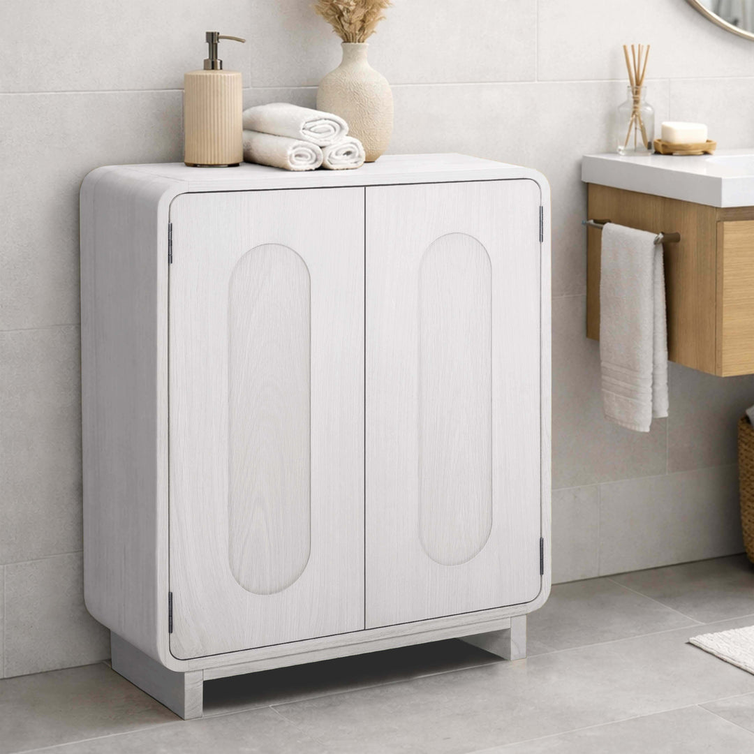 Tenley 28'' W Oak Veneer Accent Cabinet with Recessed Handle & Adjustable Shelf by Teamson Home