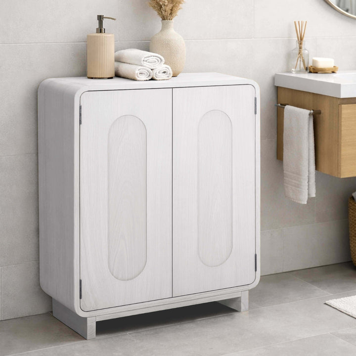 Tenley 28'' W Oak Veneer Accent Cabinet with Recessed Handle & Adjustable Shelf by Teamson Home