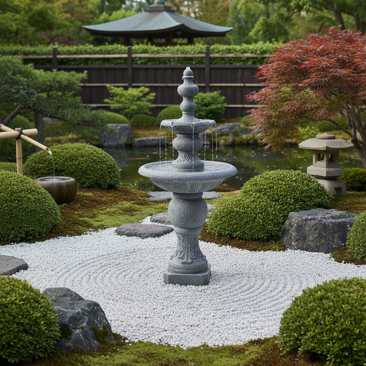 Teamson Home 52.56" Icy Stone Two-Tier Outdoor Water Fountain, Stone Gray