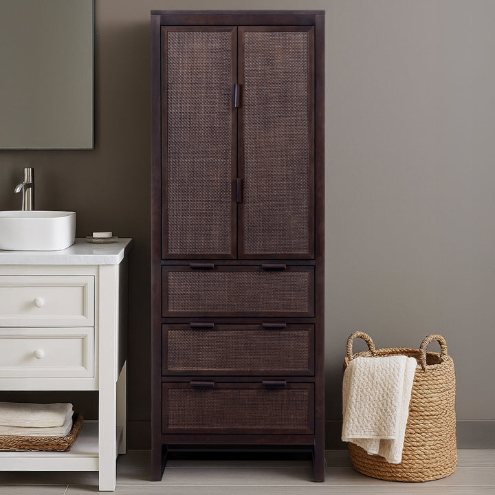 Hatteras 24'' Wide Wood Linen Cabinet with Drawers and Shelved Compartments by Teamson Home