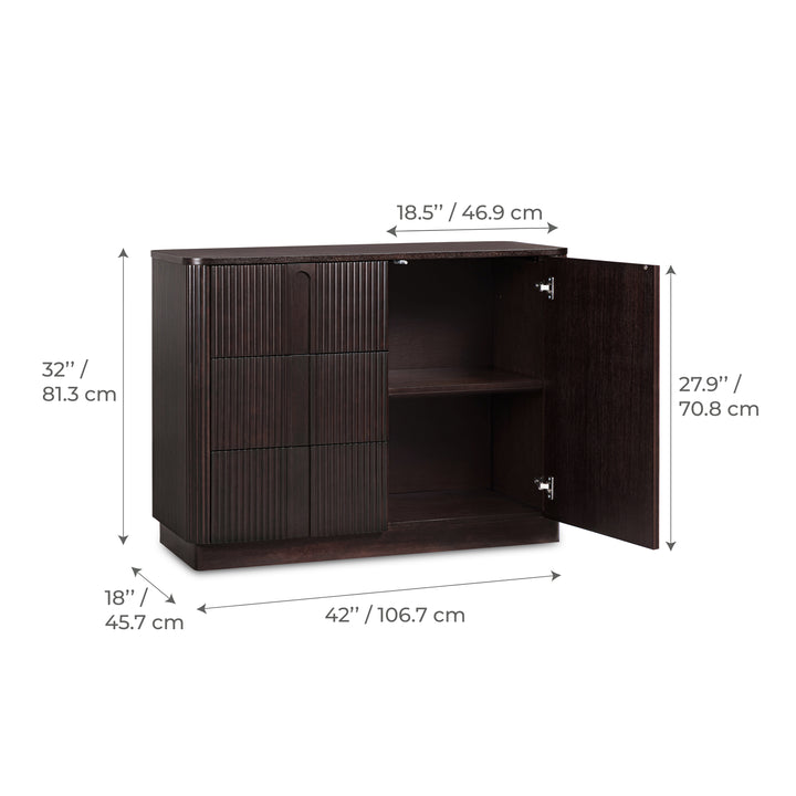 Potomac 42'' W Solid Wood Frame Sideboard with 3 Drawers and 1 Door