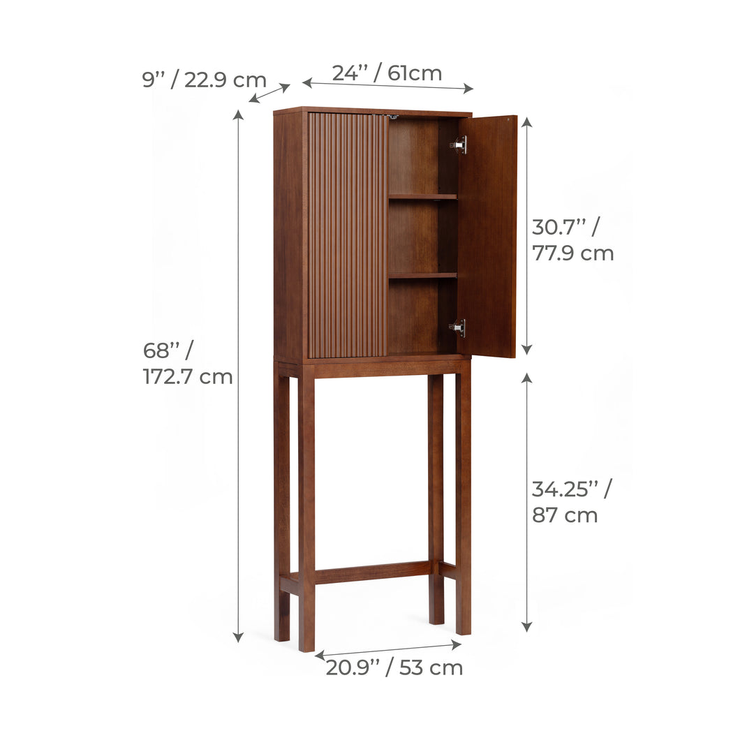 Tremolo 24'' Wide Wooden Over the Toilet Cabinet with Fluted Fronts by Teamson Home
