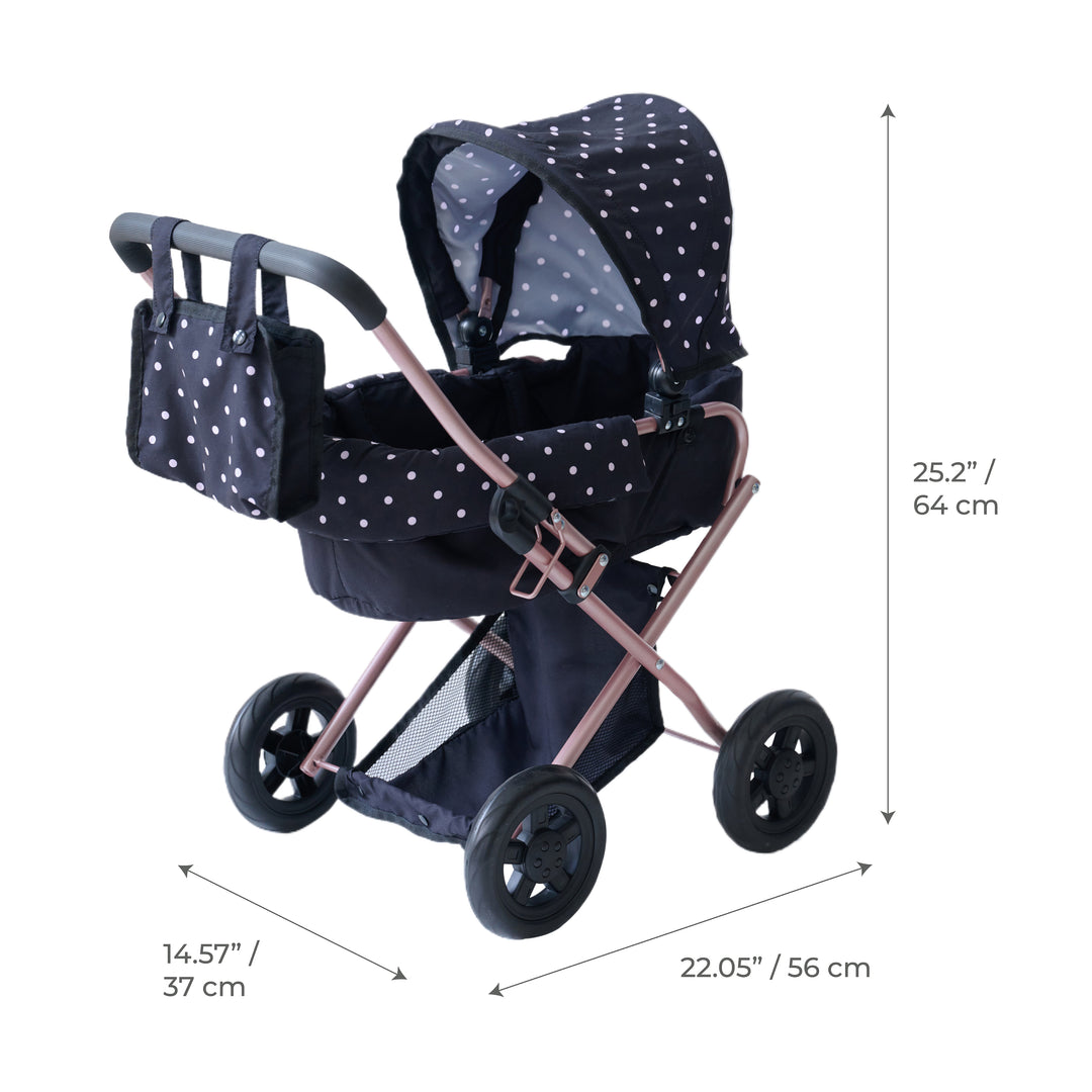 15-18 Inch Baby Doll Stroller, Black - Pin Up Doll Classic Stoller by Olivia's Little World