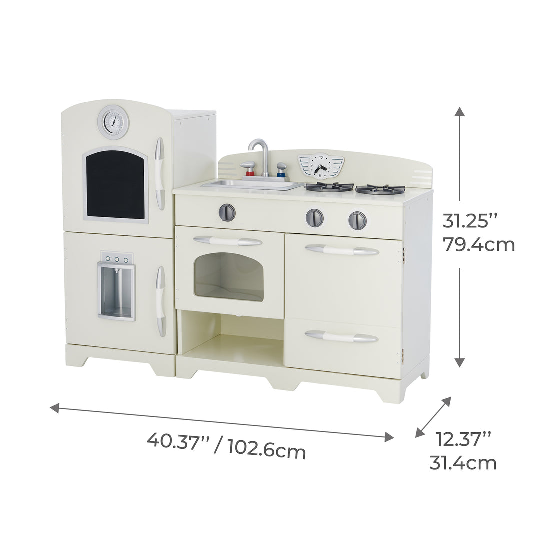Teamson Kids Little Chef Fairfield Retro Kids Kitchen Playset with Refrigerator, Ivory