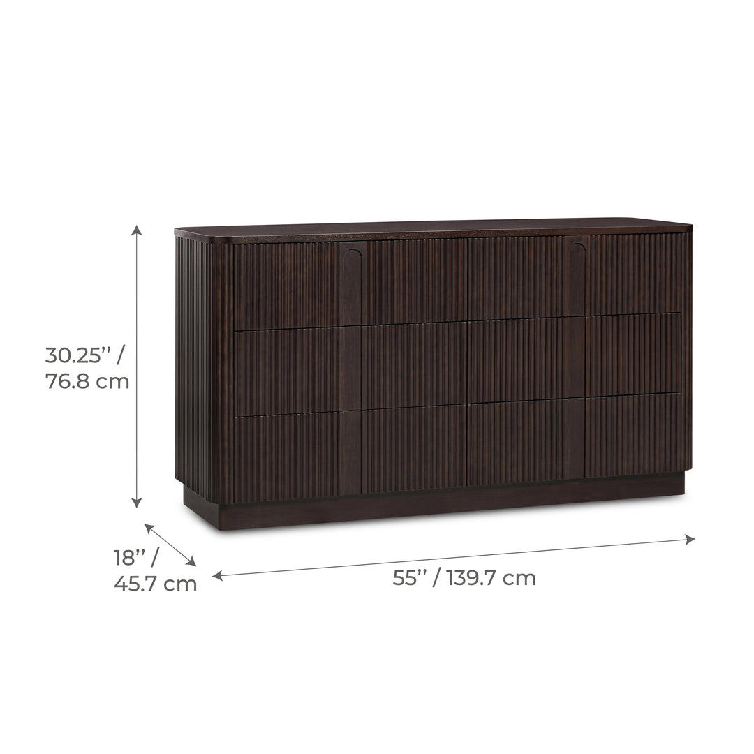 Potomac 55'' W Solid Wood Frame Dresser with 6 Push to Open Drawers