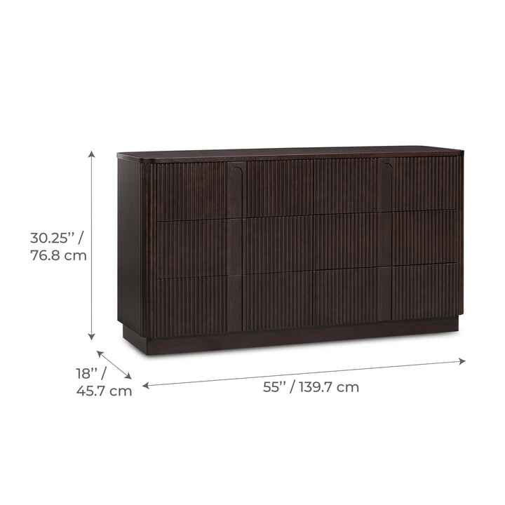 Potomac 55'' W Solid Wood Frame Dresser with 6 Push to Open Drawers