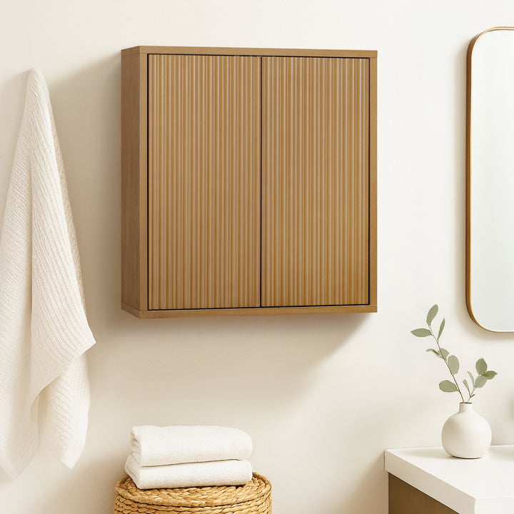 Tremolo 22'' Wide Wooden 2-Door Wall Cabinet with Fluted Fronts by Teamson Home