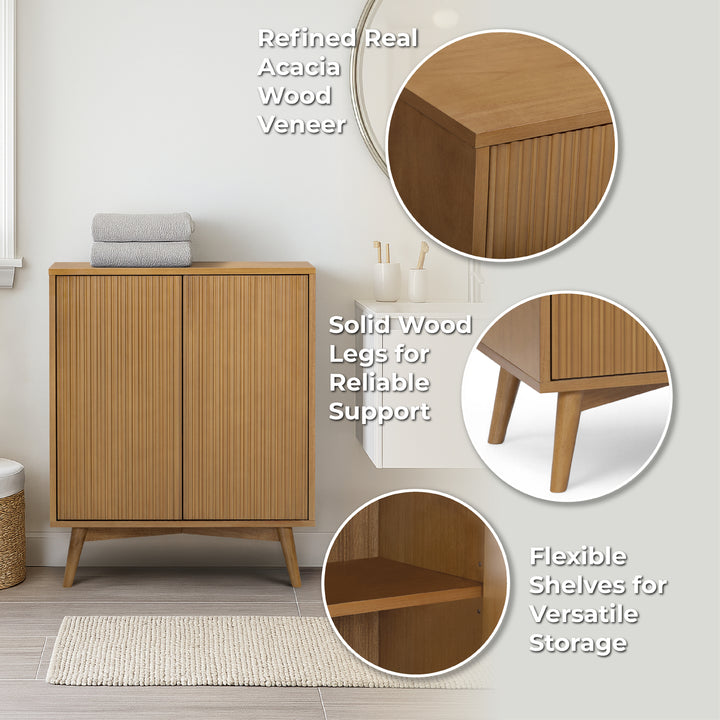 Tremolo 28'' Wide Mixed Woods Accent Cabinet with Fluted Fronts by Teamson Home
