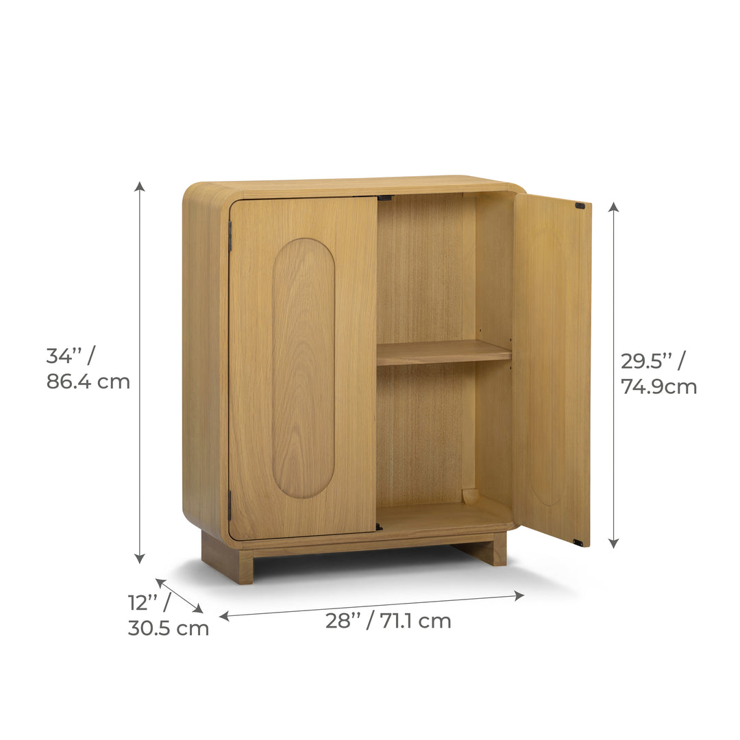 Tenley 28'' W Oak Veneer Accent Cabinet with Recessed Handle & Adjustable Shelf by Teamson Home
