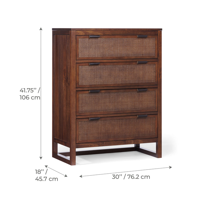 Hatteras 30'' Wide Wood Dresser with 4 Drawers by Teamson Home