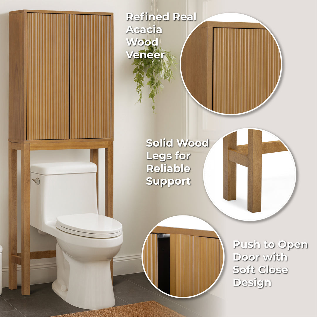 Tremolo 24'' Wide Wooden Over the Toilet Cabinet with Fluted Fronts by Teamson Home