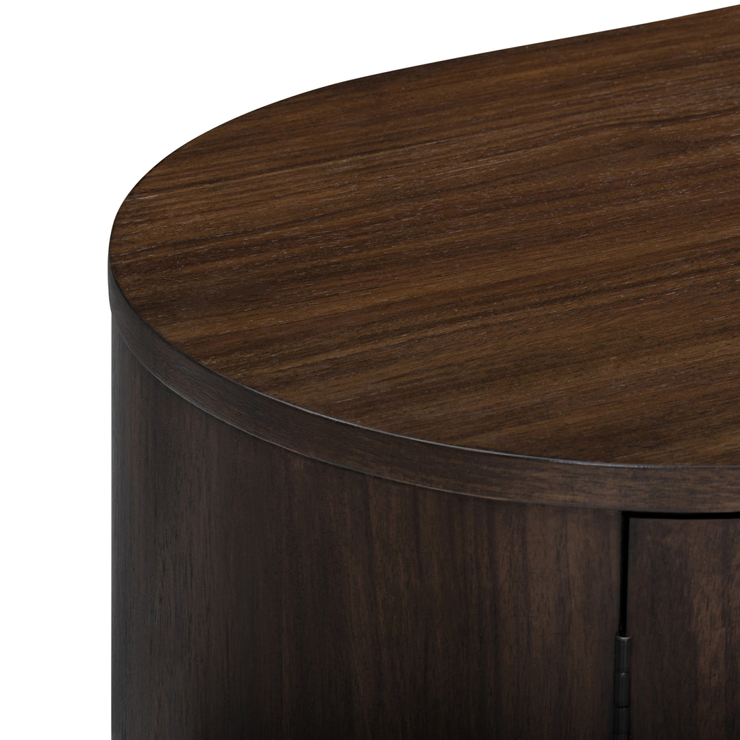 Seneca 55” W Walnut Veneer Sideboard with Spacious Storage and Brass Gold Metal Base by Teamson Home