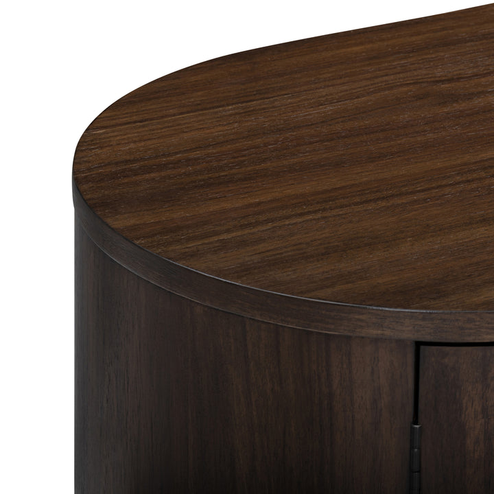 Seneca 55” W Walnut Veneer Sideboard with Spacious Storage and Brass Gold Metal Base by Teamson Home