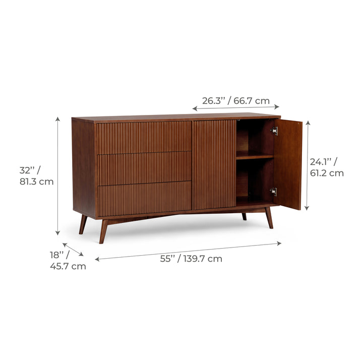 Tremolo 55'' Wide Wooden Sideboard with 2 Doors & 3 Draawers by Teamson Home