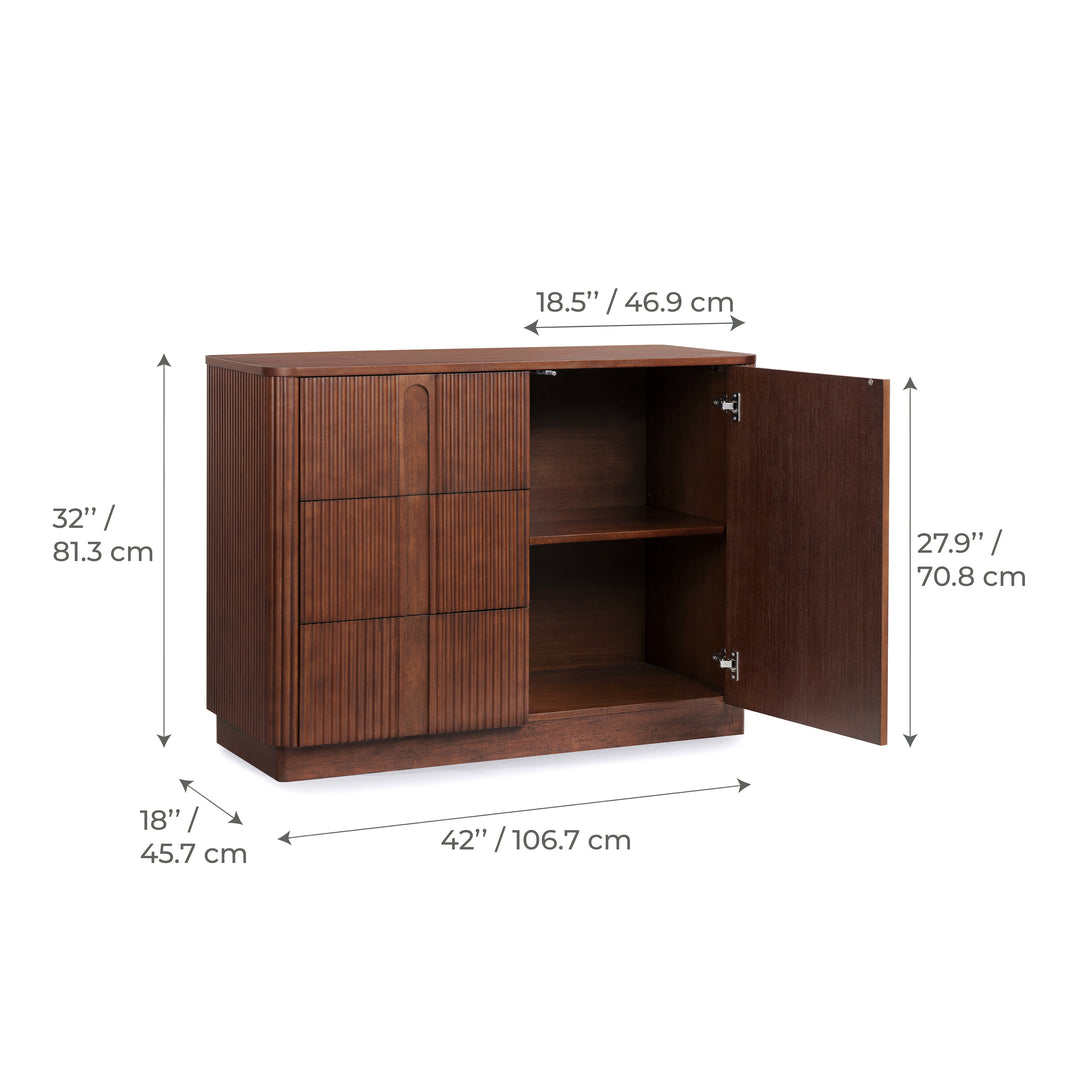 Potomac 42'' W Solid Wood Frame Sideboard with 3 Drawers and 1 Door