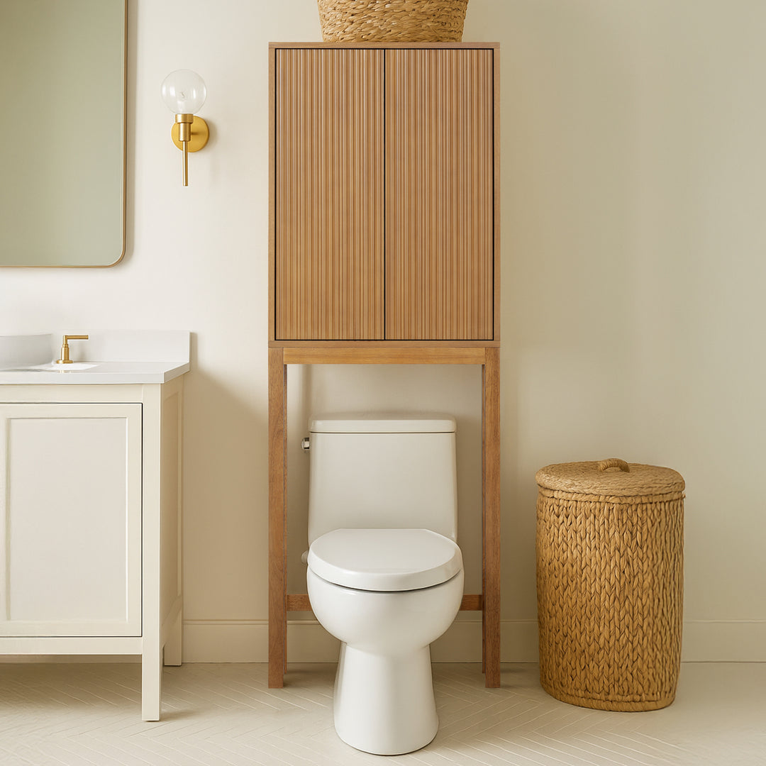 Tremolo 24'' Wide Wooden Over the Toilet Cabinet with Fluted Fronts by Teamson Home