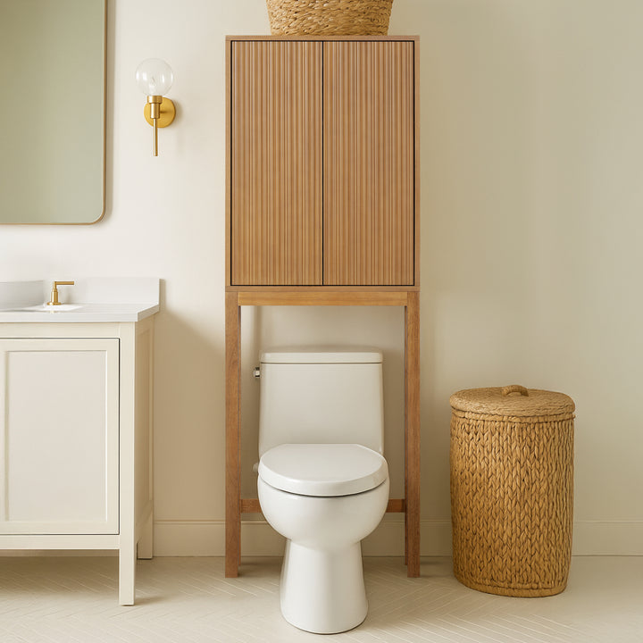 Tremolo 24'' Wide Wooden Over the Toilet Cabinet with Fluted Fronts by Teamson Home