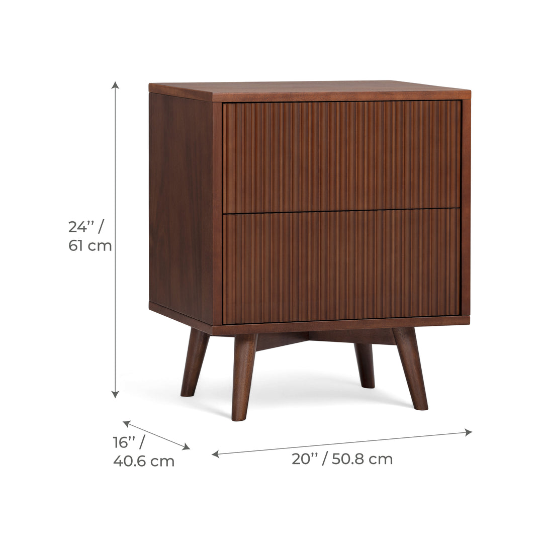 Tremolo 20'' Wide Wooden 2-Drawer Nightstand with Fluted Fronts by Teamson Home