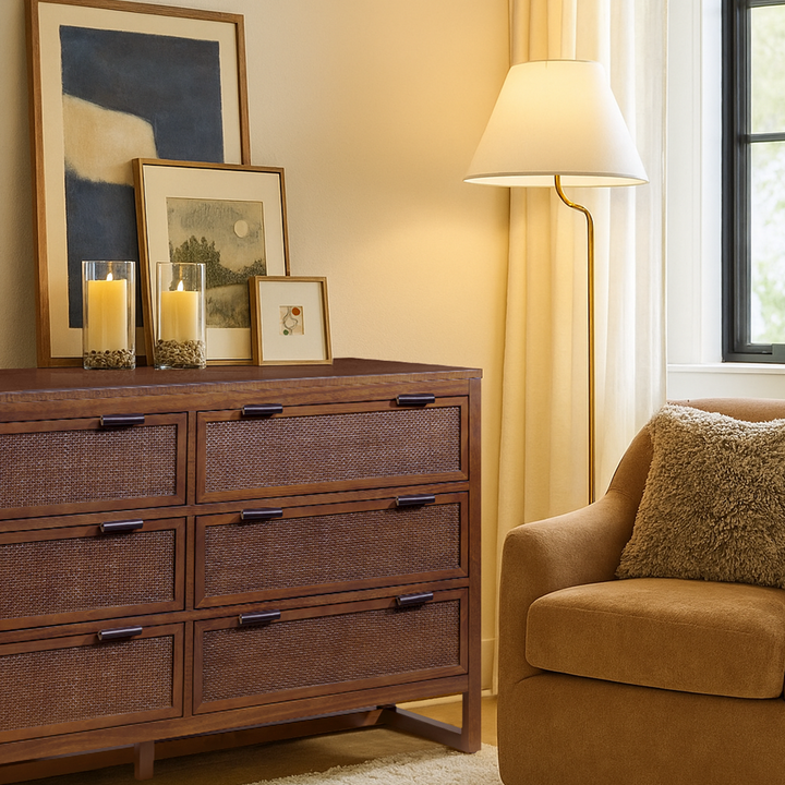 Hatteras 55'' Wide Wood Dresser with 6 Drawers by Teamson Home