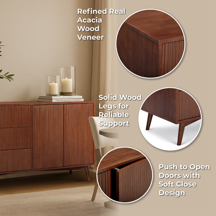 Tremolo 55'' Wide Wooden Sideboard with 2 Doors & 3 Draawers by Teamson Home