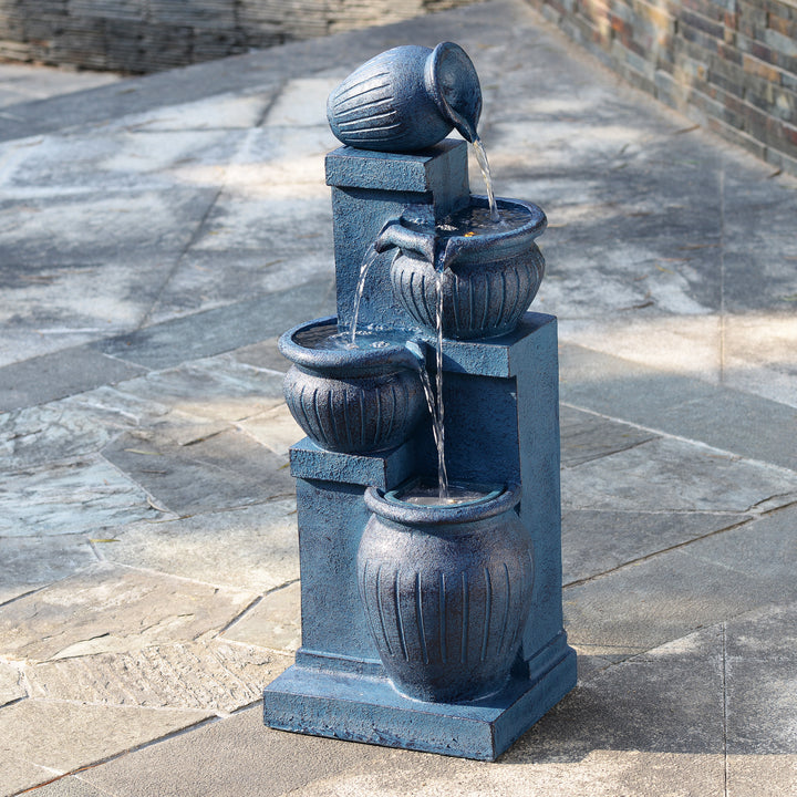 Teamson Home 4-Tier 28.5'' Solar Outdoor Garden Fountain with LED Light & Pump