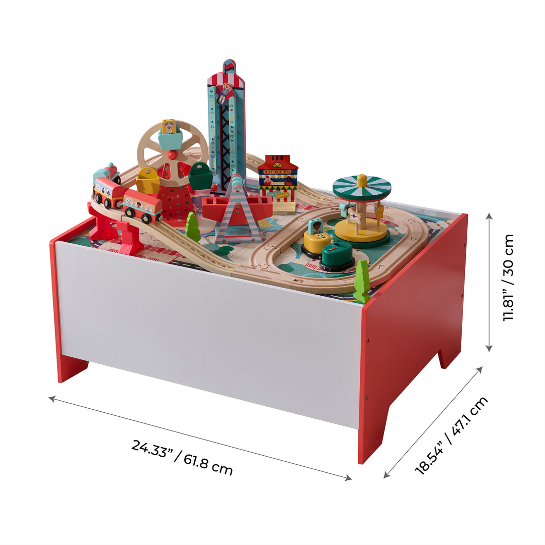 Teamson Kids Florida Amusement Park Wooden Activity Table with 6 Mini-Games