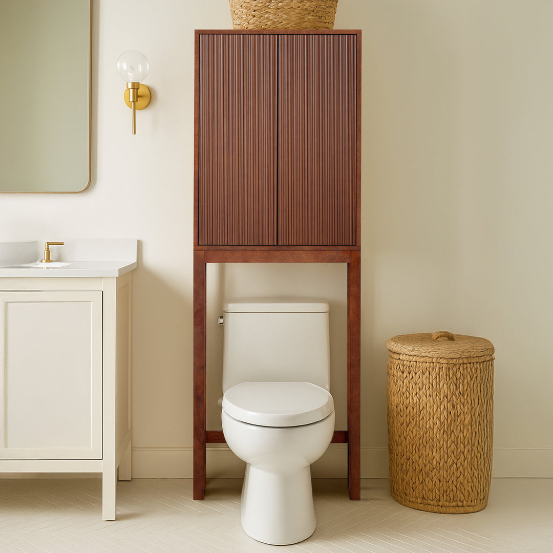 Tremolo 24'' Wide Wooden Over the Toilet Cabinet with Fluted Fronts by Teamson Home