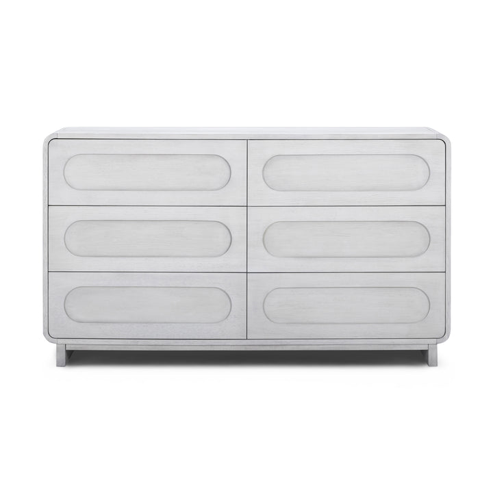 Tenley 55'' W Oak Veneer 6-Drawer Dresser with Push-Open Drawers by Teamson Home