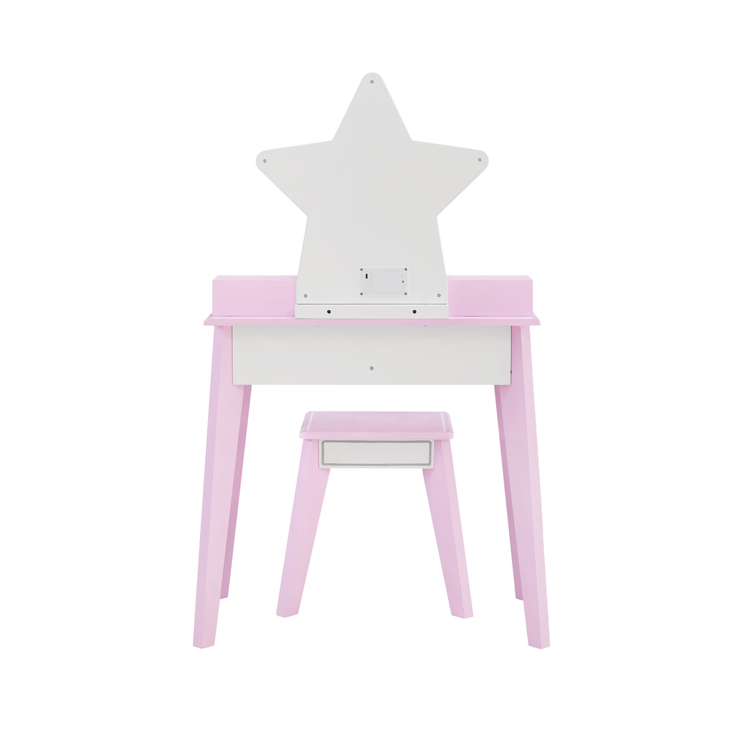 View from behind of the Little Princess Star Vanity with LED Illuminated Mirror