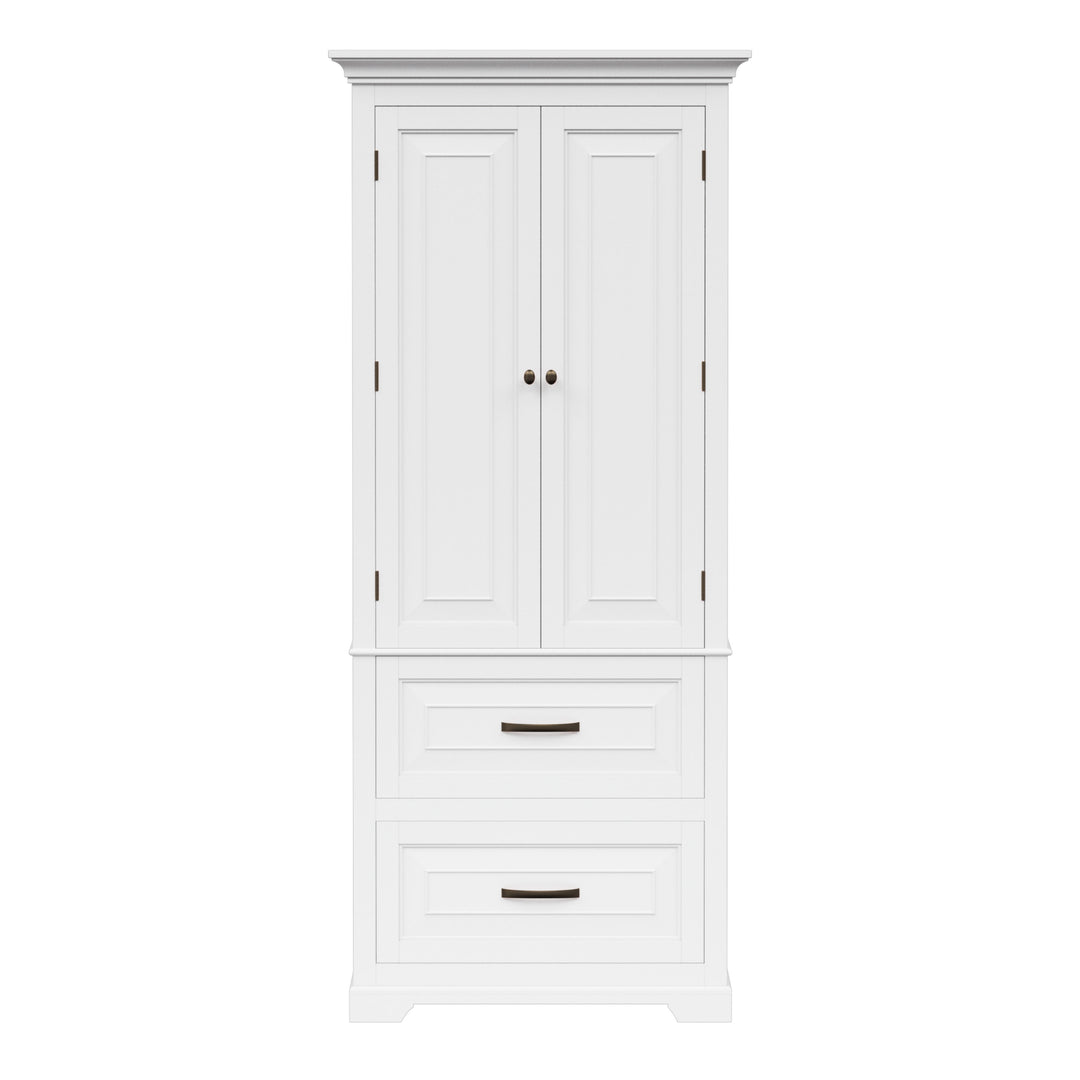 Teamson Home St. James Two-Door, Two Drawer Linen Tower, White