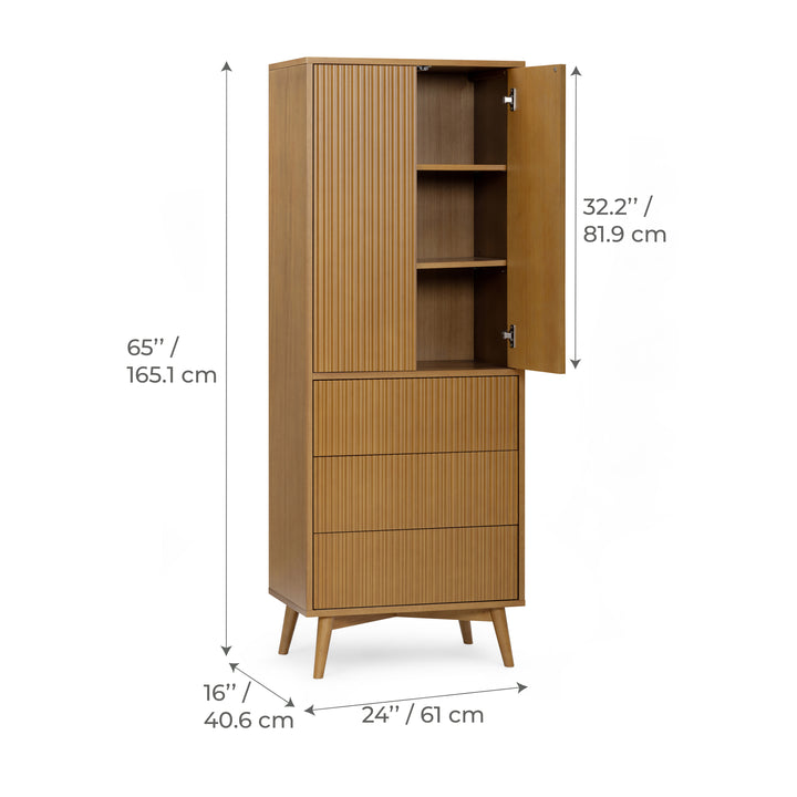 Tremolo 24'' Wide Wooden Linen Cabinet with 2 Doors & 3 Drawers by Teamson Home
