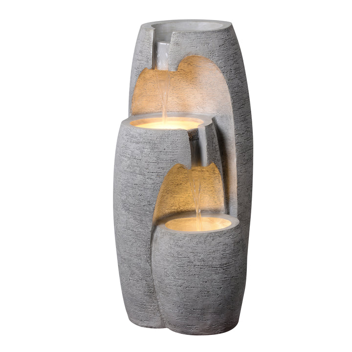 3-Tier Cascading Urn Outdoor Water Fountain with Warm Glow Lighting