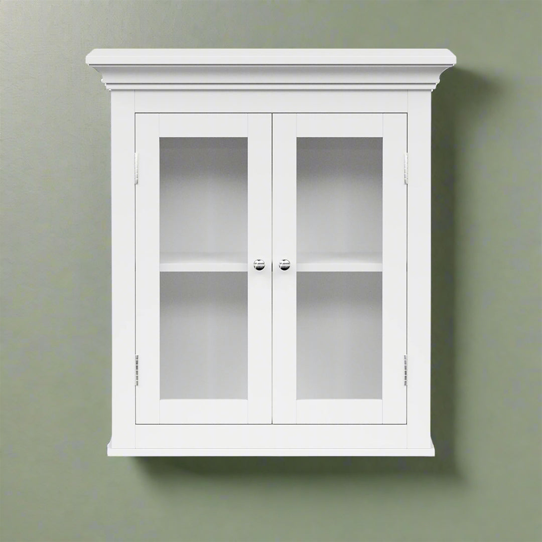 Teamson Home Madison Removable Two-Door Wall Cabinet with Glass Panels, White