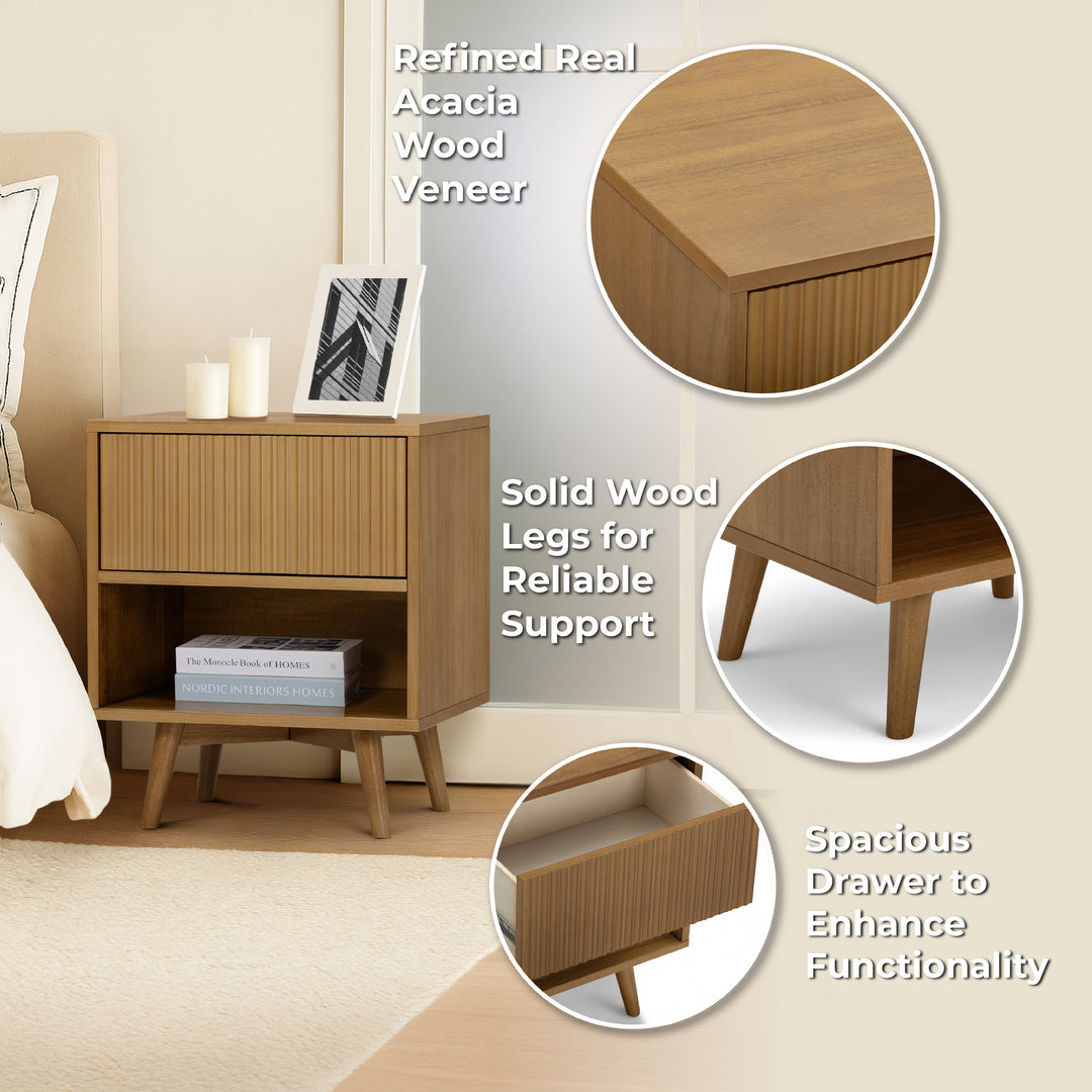 Tremolo 20'' Wide Wooden 1-Drawer Nightstand with Open Storage by Teamson  Home