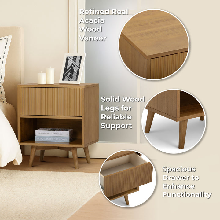 Tremolo 20'' Wide Wooden 1-Drawer Nightstand with Open Storage by Teamson  Home